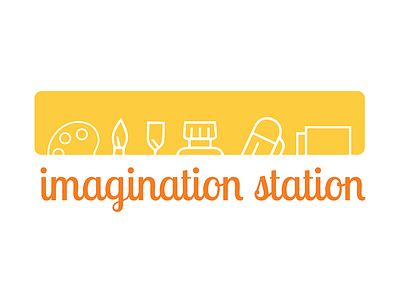 Imagination Station Sign art branding crafts decoration graphic design kids logo resort script sign design signage studio