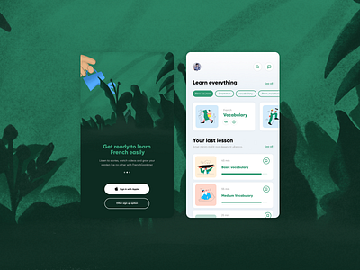 Language learning application - App design - illutration