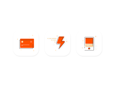 Orange app design icons illustration mobile ui vector