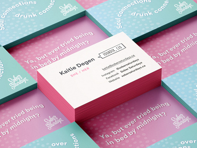 Ya, but ever tried being in bed by midnight? business card business card design cotton candy gradient pastel inclusive non alcoholic pastel print print design sober sobriety