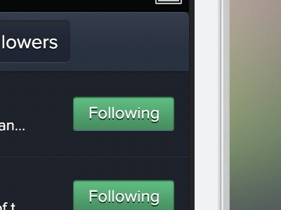 iOS Following/Followers blue buttons dark friends icons interface ios iphone navigation ui ux