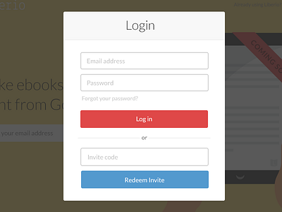 Liberio Login Modal buttons flat illustration login modal sign up simple ui