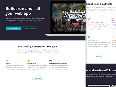 Jumpstarter Website branding colorful flat iconography landing page ui web website