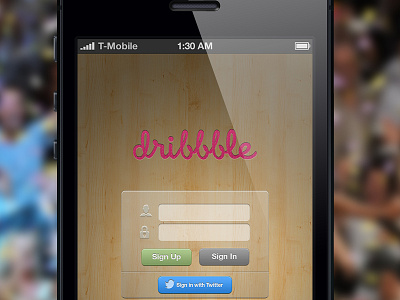 Dribbble App Login (Fixed) app apple basketball buttons dribbble ios iphone login ui ux wood