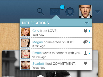 Notification Dropdown app dropdown interface ios ipad menu notification ui