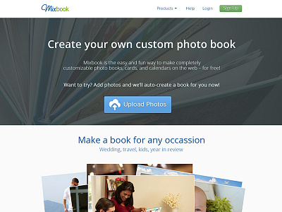 Mixbook Landing Page buttons design icons landing landing page photos site ui web website