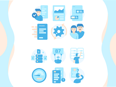 Icon illustrations for Truescore analytic data design icon illustration report ui