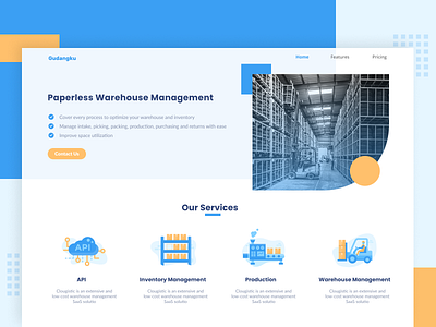 Warehouse Management Landing Page colors design homepage management management app ui ux warehouse web webdesign website