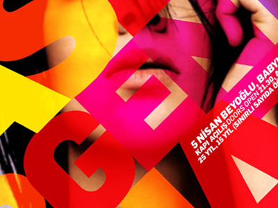 Poster for Asia Argento event colorful face typography