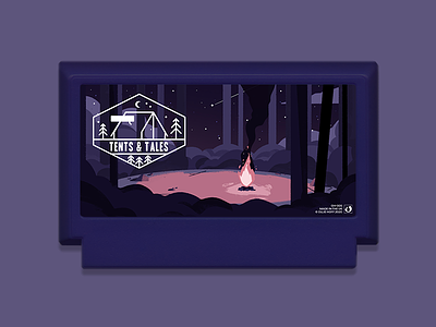 Famicase 2020 'Tents & Tales' campfire cartridge illustration illustration art landscape night stars trees