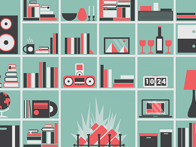 Bookshelf bold bookshelf design flat illustration poster