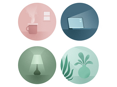 Items illustrations items lamp laptop mug plant