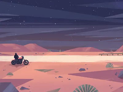 Harley Davidson HOG magazine desert editorial harley davidson illustration magazine motorbike night print