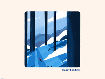 Happy Holidays! christmas illustration mountains procreate ski skiing snow