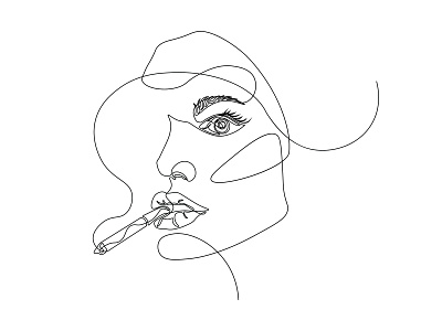 Simple Line Face adobe ai continuous continuous line funny girl girl character illustrator jpeg line art lineart linework portrait