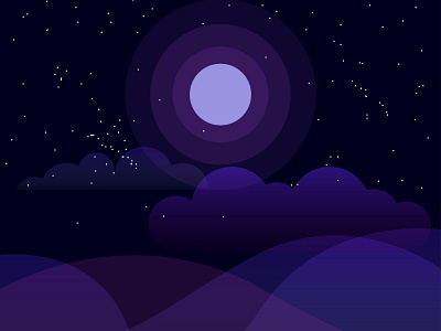 Moon Light art design flat illustration night vector