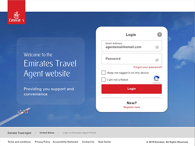 Emirates Agent Login page emirates login page ui website