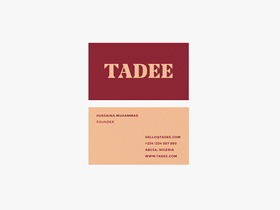 TADEE Skincare - Business Card branding business card cosmetic logo identity logo logomark logotype minimal packaging design skincare typography wordmark