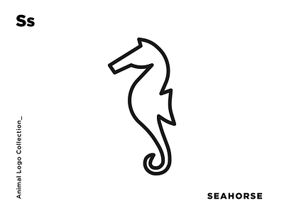 S for Seahorse animal design icon identity illustration line art logo logomark minimal