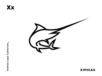 X for Xiphias animal brand design icon illustration line art logo minimal