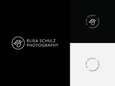 Elisa Schulz Photography black and white brand branding icon identity line art logo logomark logotype minimal monogram photograhy photography logo