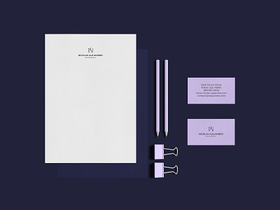 Nicolas Alejandro brand branding business card design icon identity line art logo logomark logotype minimal mockup monogram stationery design typography