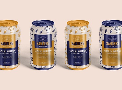 Sanders Coffee Co (Cold Brew) branding coffee coffee can cold brew identity logo logomark packaging pattern roastery