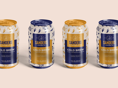 Sanders Coffee Co (Cold Brew) branding coffee coffee can cold brew identity logo logomark packaging pattern roastery