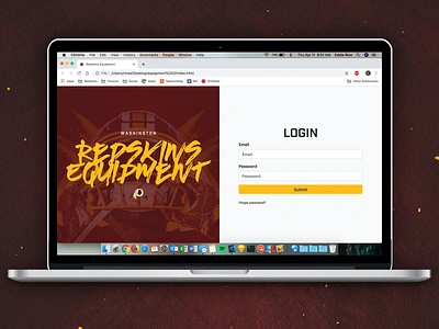 Washington Redskins Equipment Login bootstrap branding design football landing login nfl redskins sports ui user interface ux washington web web design web developer web development website