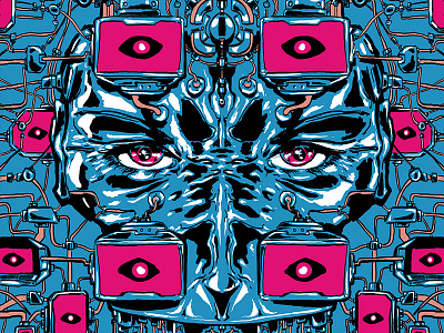 Screens cyber punk illustration jasonscuderi lasergunfactory procreate scifi social social change tech technology vintage