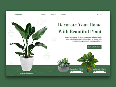 Plant Web Header green header header design landing page nature plant ui ui design ux website header