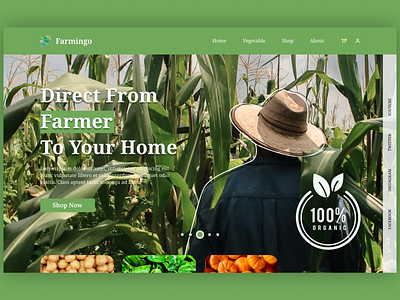 Farmer Vegetable Website Landing Page Hero Header Exploration e commerce farm header farmer green header design landing page nature ui ui design ux vegetable web design website header