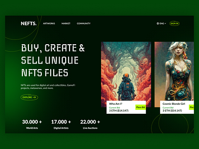 NFT Website Hero Header Exploration