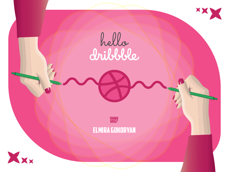 Hello Dribbble !!! animation design flat illustration illustrator lettering photoshop simple animation simple design typography vector wacom