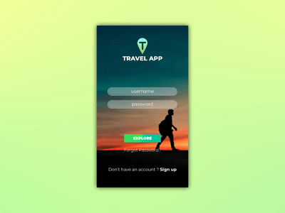 Sign In | Sign Up Animation 2019 trend after effects animation app dailyui photoshop prototype prototyping sign in sign up simple animation travel travel app ui ui design uiux ux ux design