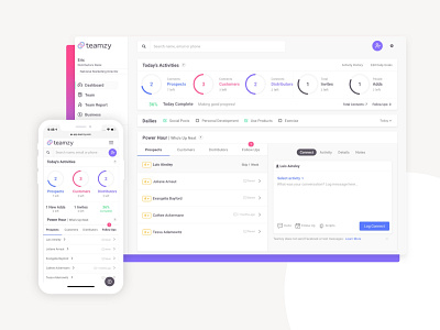 UI/UX for CRM for Network Marketers app contacts crm daily dashboard desktop app mobile app network marketers system ui uiux web design