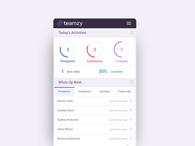 Teamzy - Mobile Dashboard