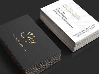 Slay - Gold Foil - Business Cards black business business cards cards foil gold makeup mua print studio