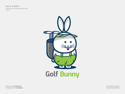 Golf Bunny branding bunny bunny logo character cute cute animal cute bunny cute fun funny cute rabbit flat funny golf logo logo design mascot mascotlogo new rabbit rabbit logo vector