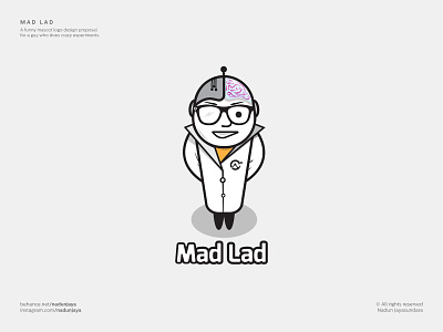 Mad Lad branding character crazy crazy scientist design flat hightech illustration lab labcoart logo logo design mad mad scientist mascot nerd science scientist supernatural vector