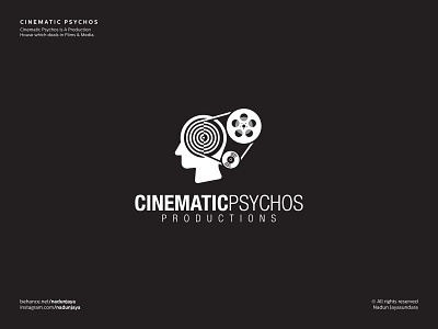 Cinematic Psychos bioscope branding cinema clip crazy design film flat icon illustration logo logo design motion graphics movie pschyco rating sign symbol vector video