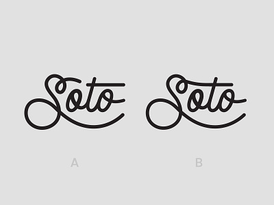 Soto: A or B? branding logo design monoscript