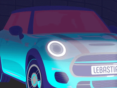 Mini Cooper 2d animated animation car gif illustration motion motion graphics vector