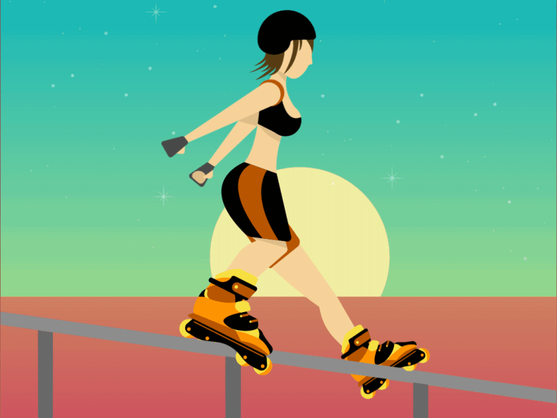 Rollergirl 2d animation character girl illustration motion motion graphics roller skate vector