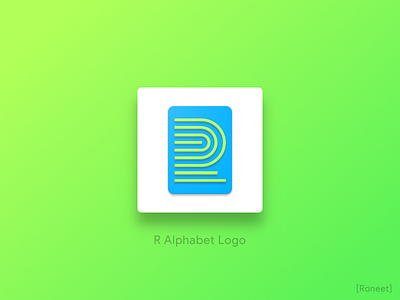 R Alphabet Logo alphabet blue color green icon iconography lines logo material r