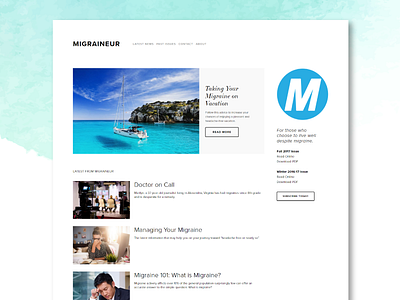 Migraineur Site magazine news small business website squarespace ui ux visual design web design website