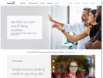 Capital One Business Banking Homepage Redesign branding ui user center design ux web design