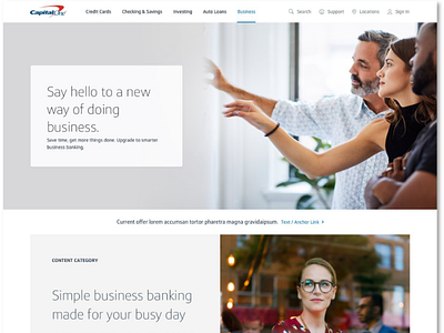 Capital One Business Banking Homepage Redesign