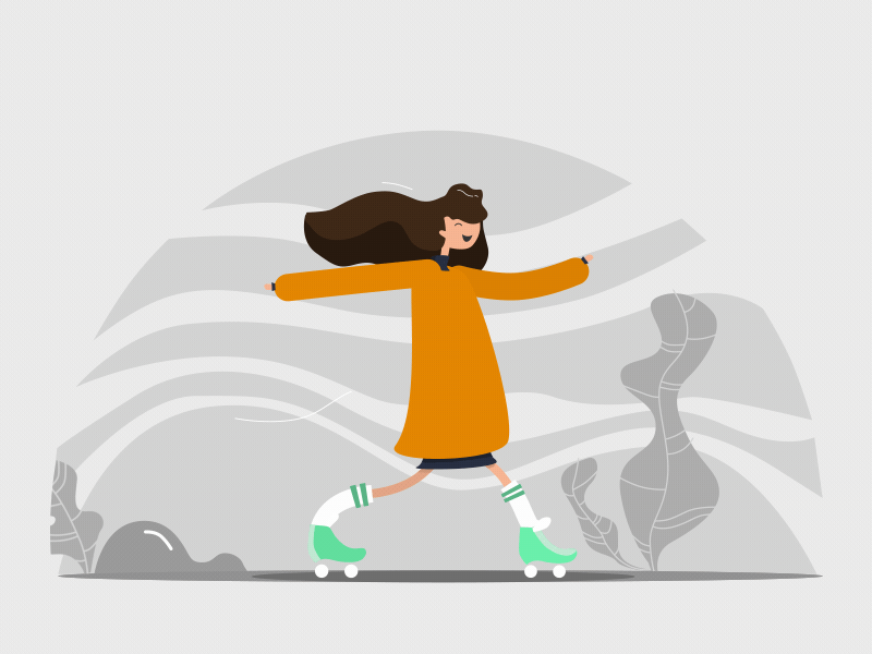 Roller blading girl after effects animation character design rollerblading