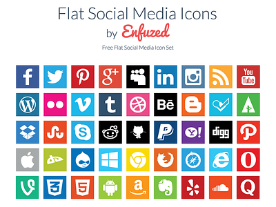 Free Flat Social Media Icons free free icons freebie icon icons social social icons social media icons
